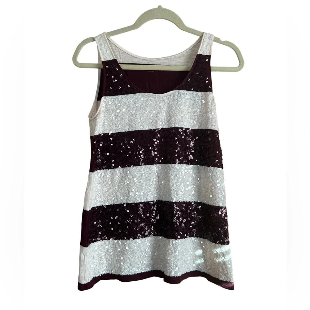 LOFT STRIPED SEQUIN TANK